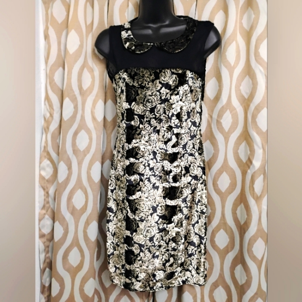 Urban Outfitters Retro Black and Gold Mini Dress